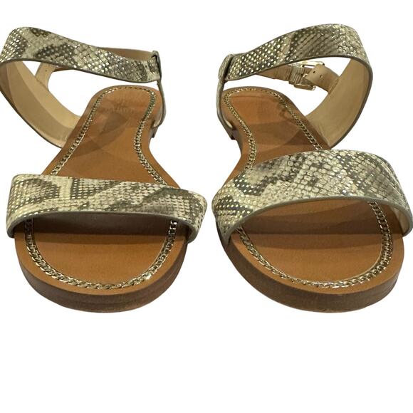 Vince Camuto Rentin Natural Gold Metallic Snakeskin Leather Sandals Size 8.5 - Picture 3 of 8